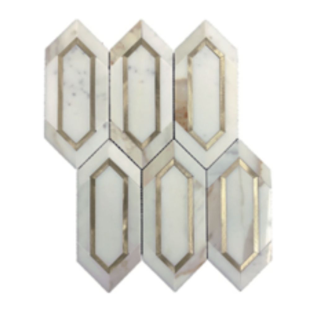 Belluno Designs CORA-1000 Cora 1.5" x 5.5" Calacatta Gold Hexagon Polished Mosaic Wall Tile